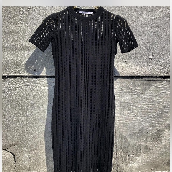 T Alexander Wang Woman’s Sheer Laser Cut Black Bodycon Whimsigoth Mini Dress S - Picture 8 of 16